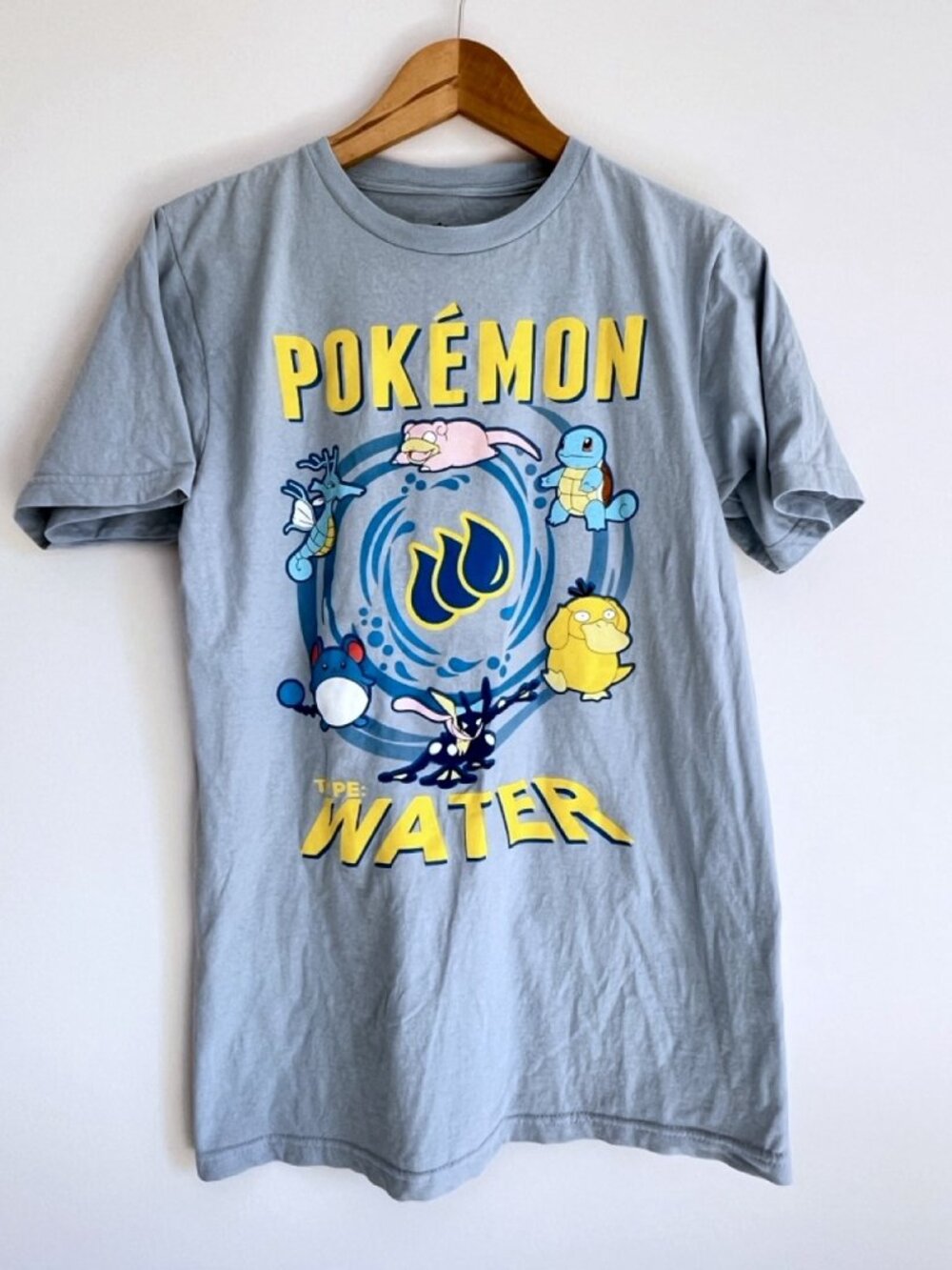Pokemon Type Water Graphic Tee Light Blue Size M Casual